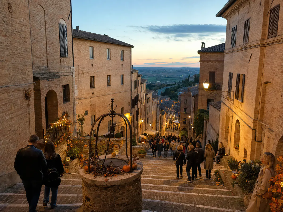 Calles medievales de Corinaldo durante la Festa delle Streghe