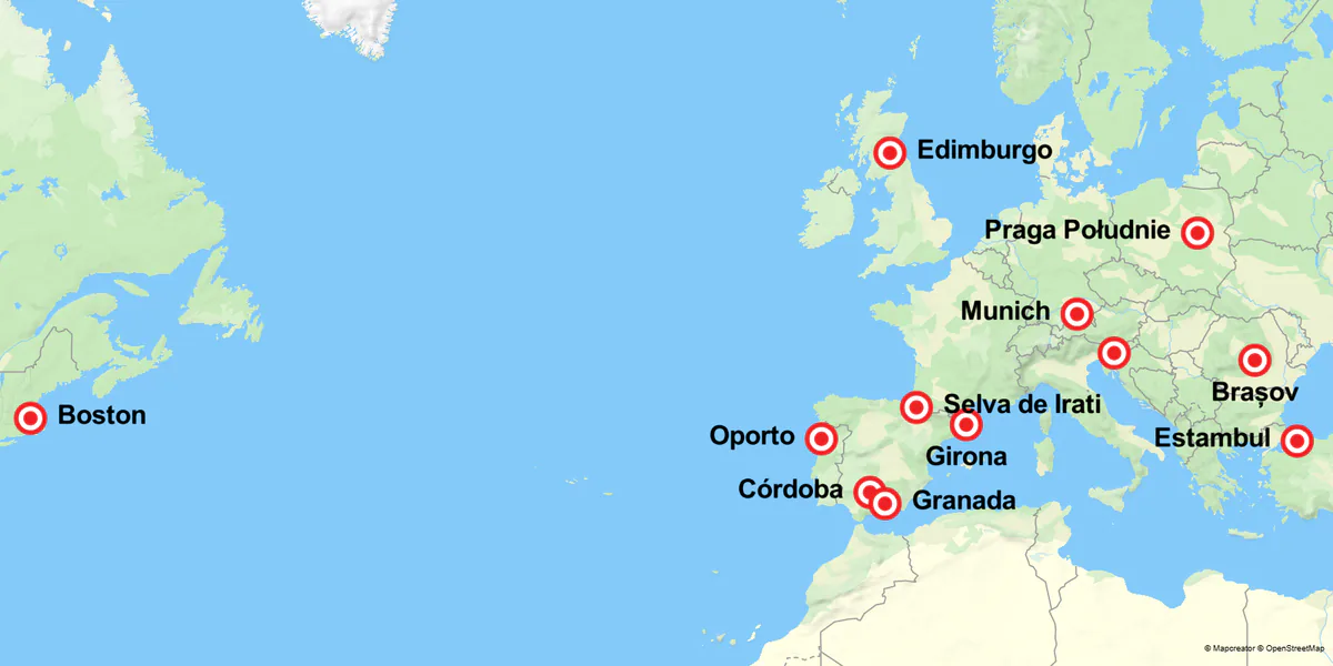 Mapa visual con destinos recomendados para viajar en octubre