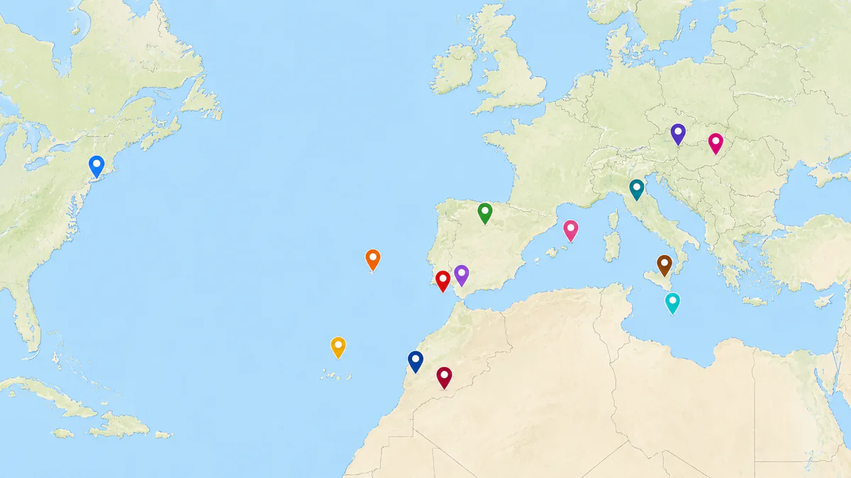 Mapa con doce destinos recomendados para viajar en septiembre