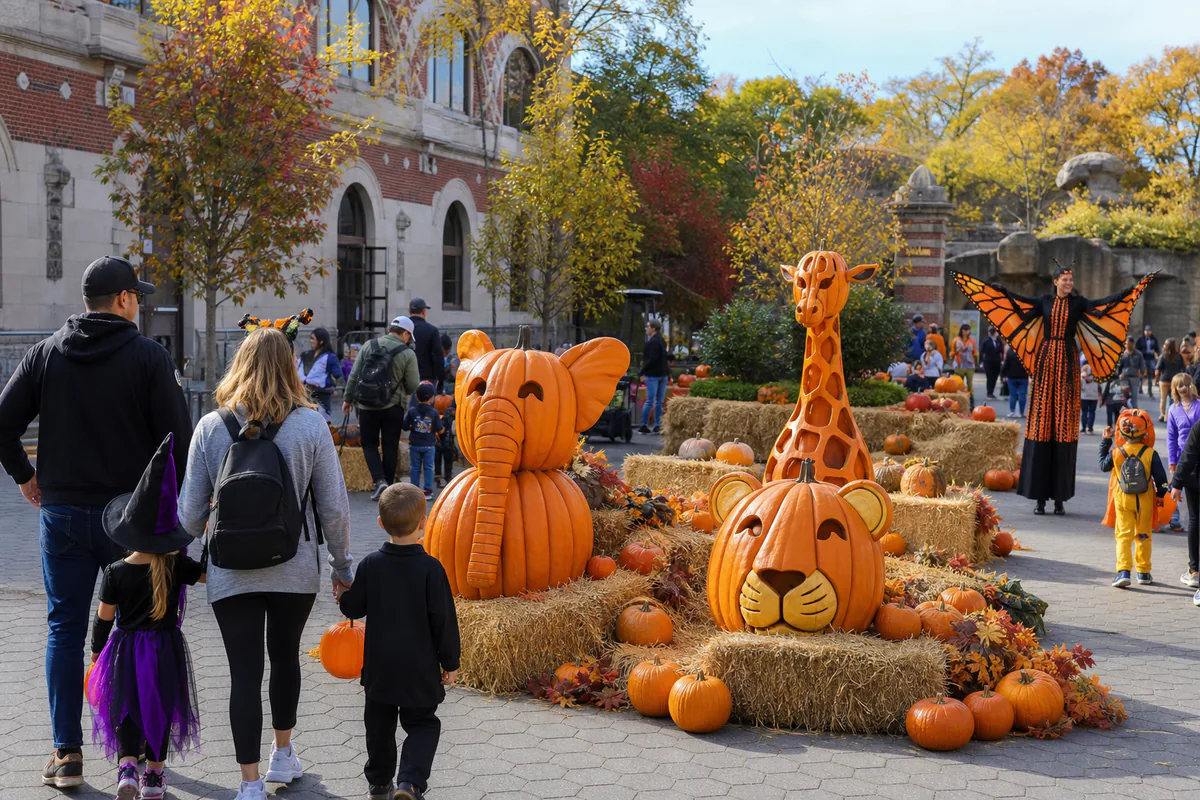 Esculturas de animales hechas con calabazas durante Boo at the Zoo
