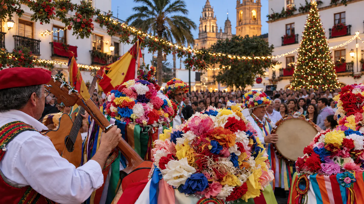 Recreación de músicos en la Fiesta Mayor de Verdiales de Málaga