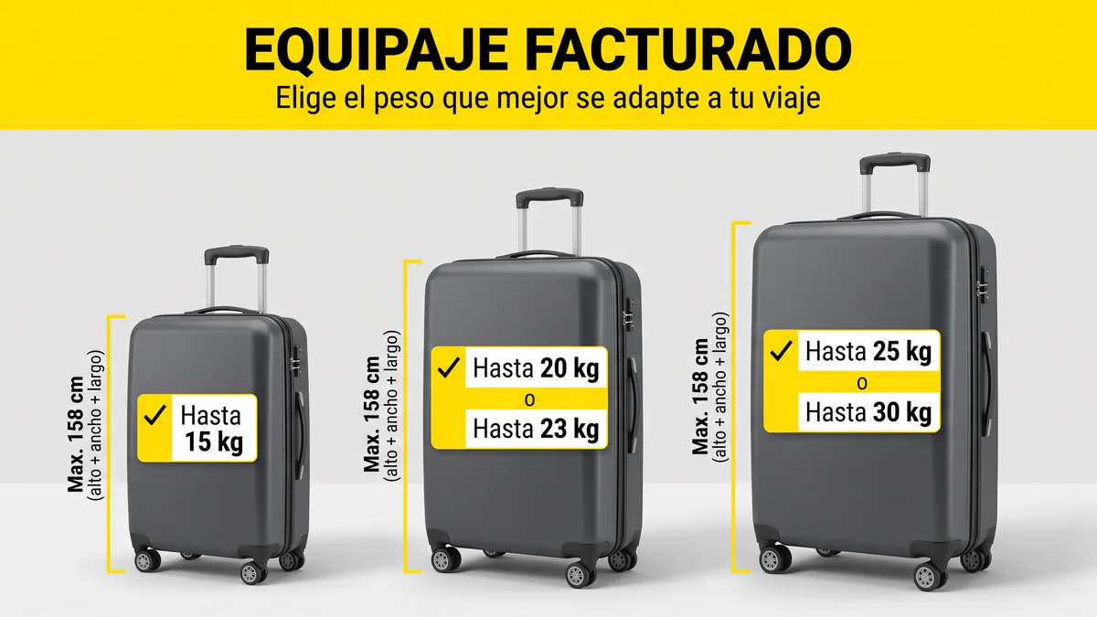 Maletas de distintos tamaños preparadas para viajar en la bodega