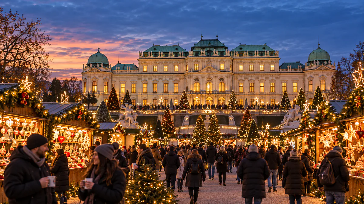 Recreación del mercado navideño de Belvedere en Viena