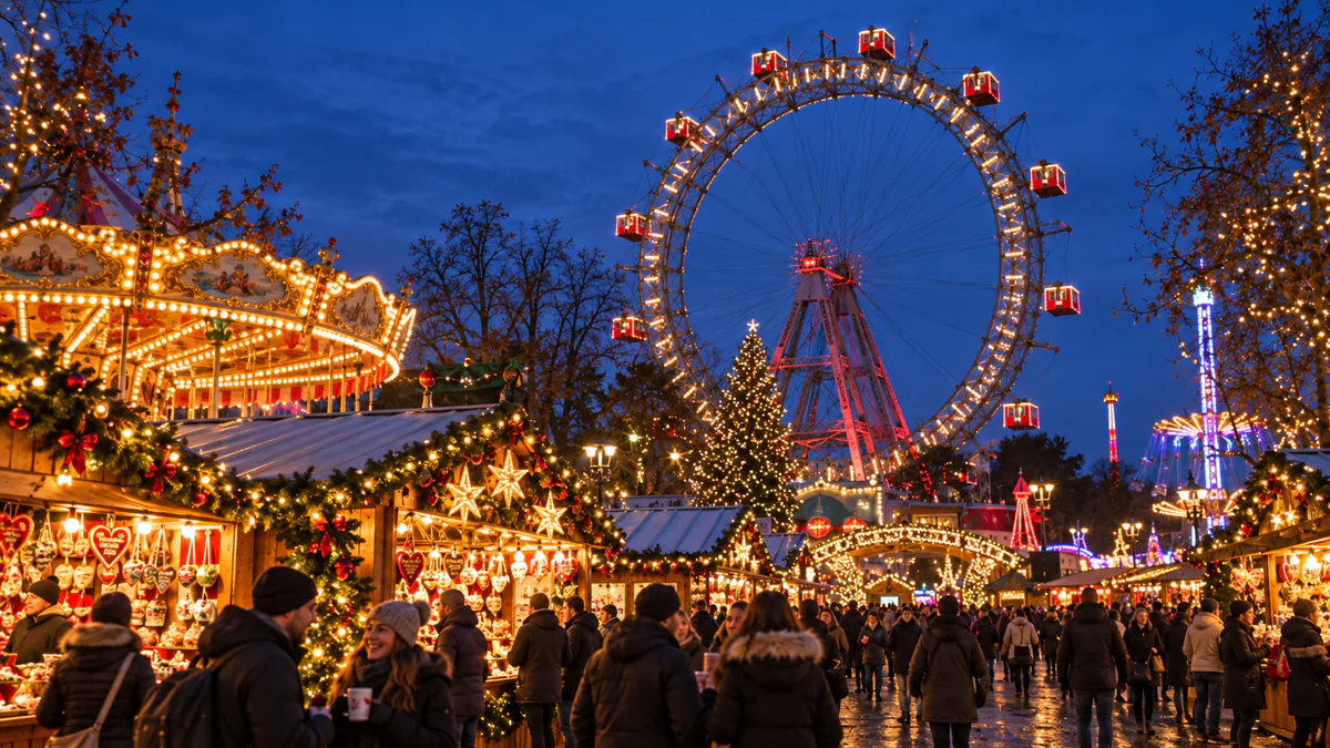 Recreación del mercado navideño del Prater en Viena