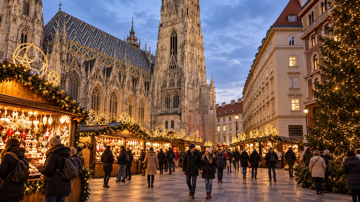 Recreación del mercadillo navideño de Stephansplatz en Viena