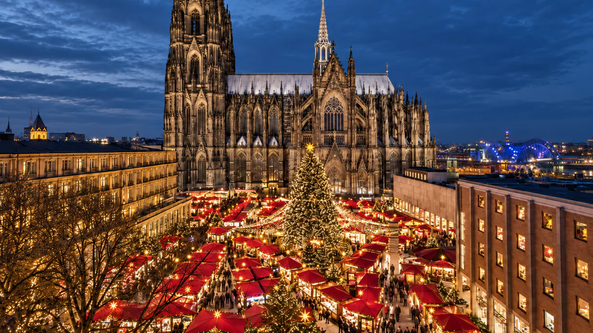 Mercado navideño de Colonia junto a la catedral
