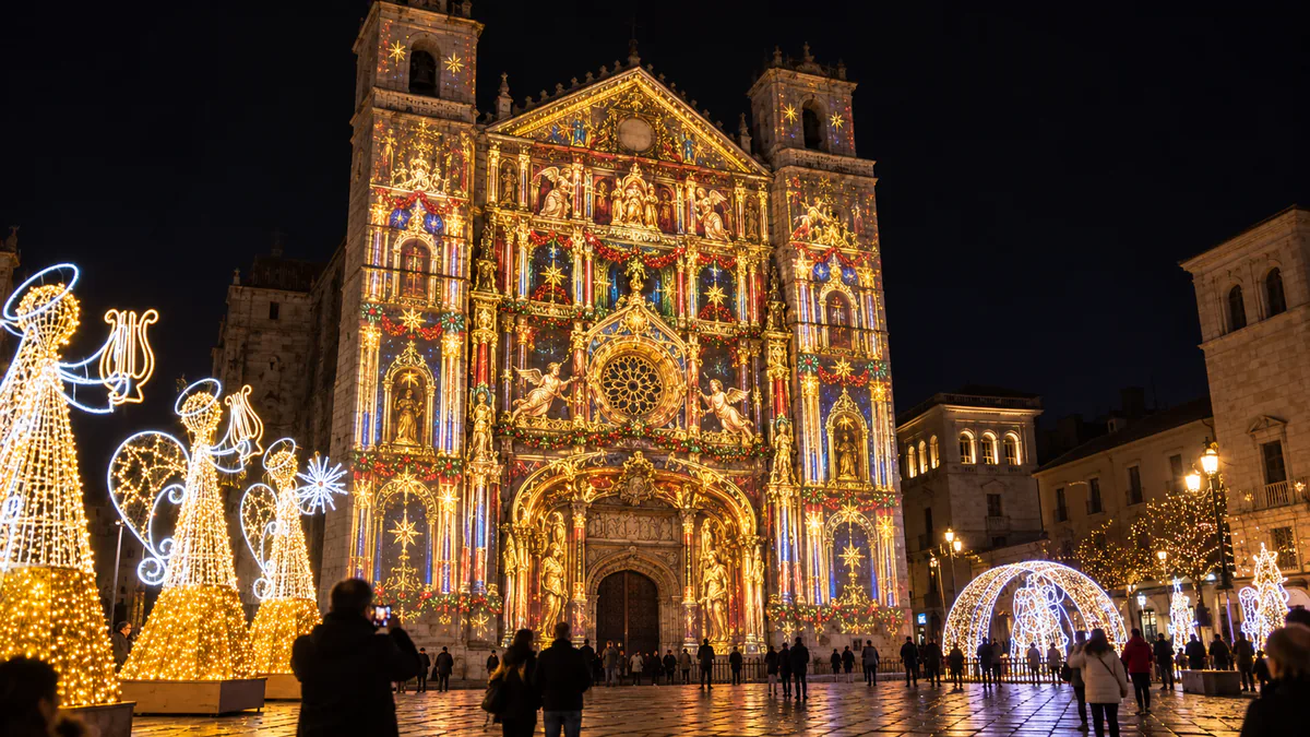 Recreación del videomapping sobre la iglesia de San Pablo de Valladolid