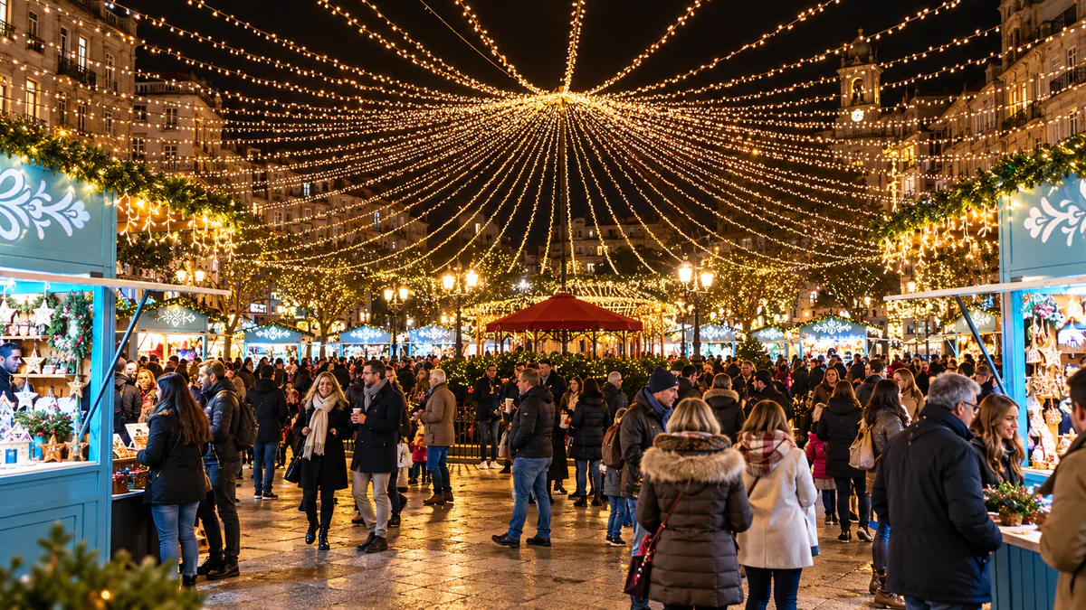 Recreación genérica del ambiente de un mercado navideño en Vigo